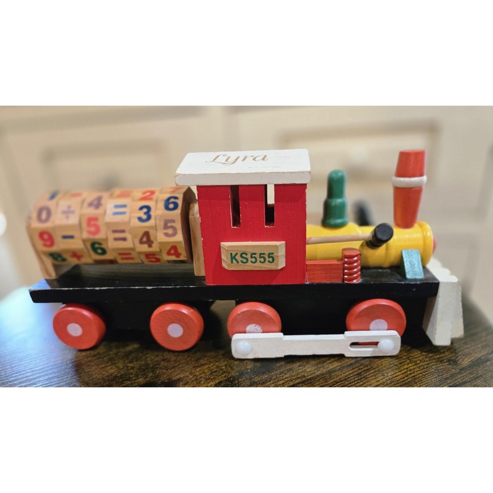 Wooden Toy Learning Train with Alphabet Numbers and Math Symbols